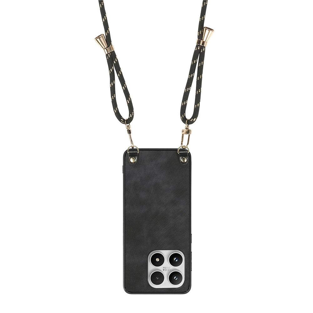 For Xiaomi 17 Case Retro Leather Phone Back Cover with Adjustable Strap