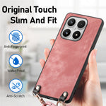For Xiaomi 17 Case Retro Leather Phone Back Cover with Adjustable Strap