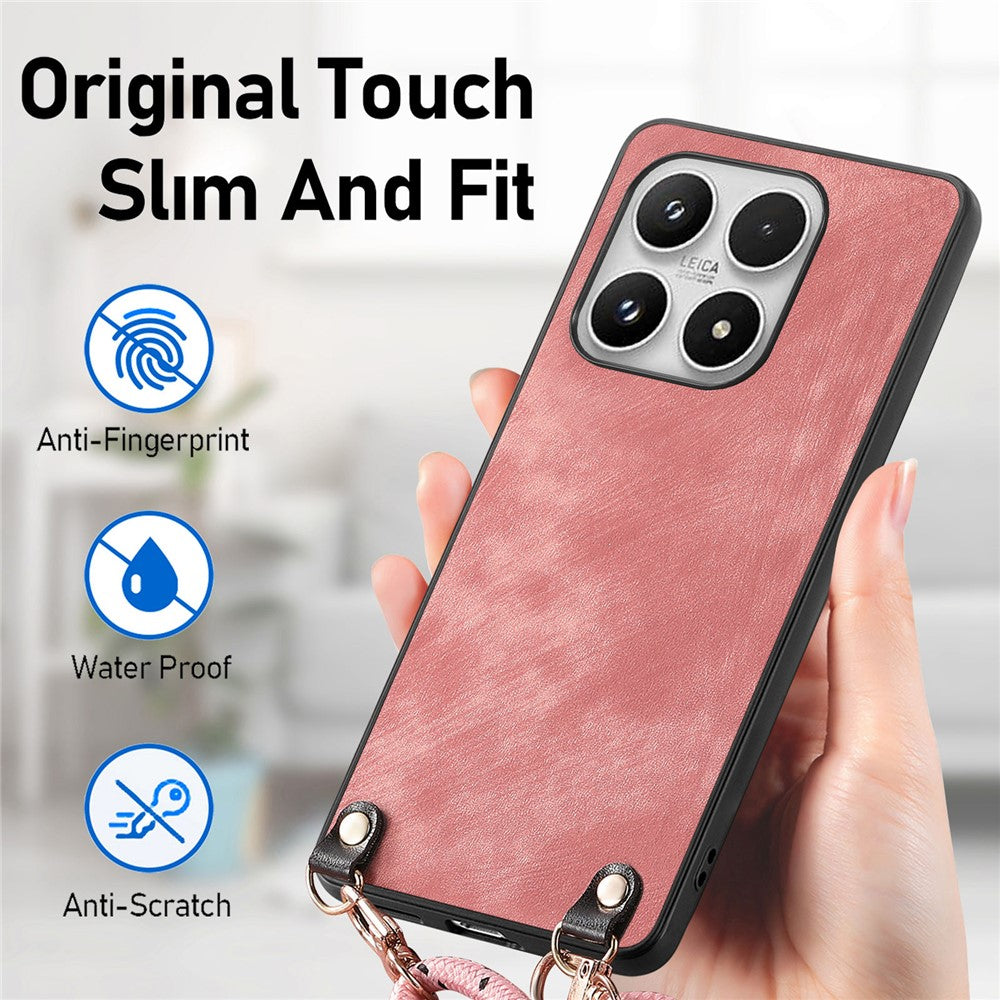 For Xiaomi 17 Case Retro Leather Phone Back Cover with Adjustable Strap