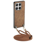 For Xiaomi 17 Case Retro Leather Phone Back Cover with Adjustable Strap