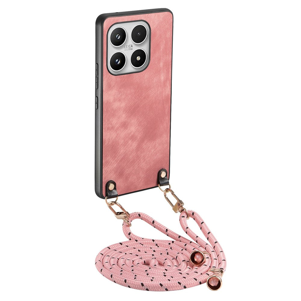 For Xiaomi 17 Case Retro Leather Phone Back Cover with Adjustable Strap
