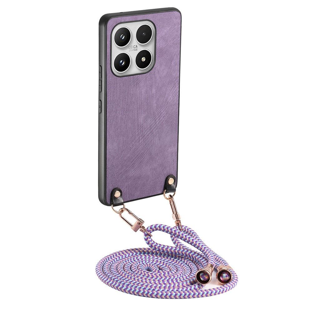 For Xiaomi 17 Case Retro Leather Phone Back Cover with Adjustable Strap