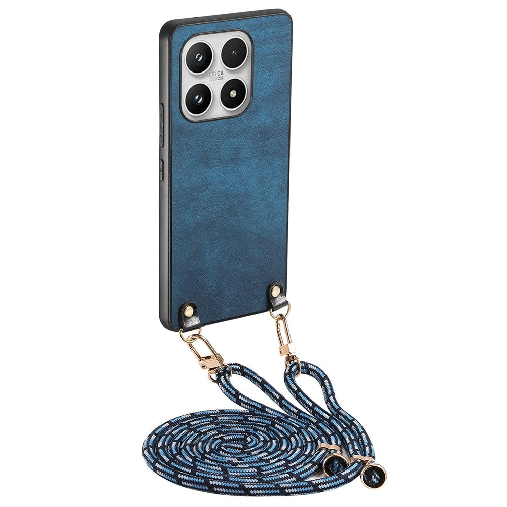 For Xiaomi 17 Case Retro Leather Phone Back Cover with Adjustable Strap