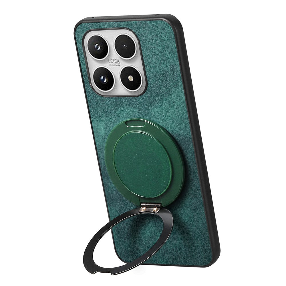 For Xiaomi 17 Phone Case with Rotating Kickstand Stress Relief Retro Leather Back Cover