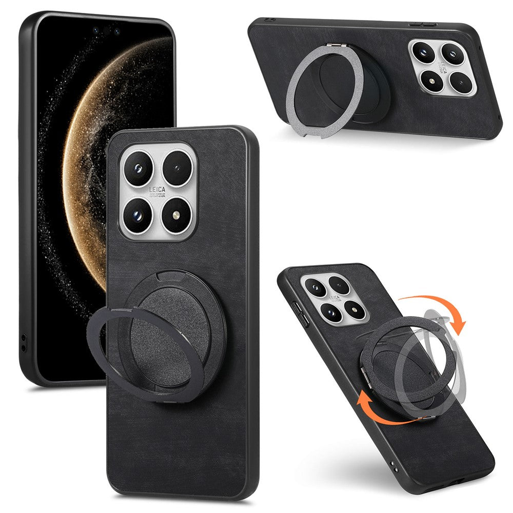 Xiaomi 17 mobilskal med roterande stativ stressavlastande retro läderbaksida