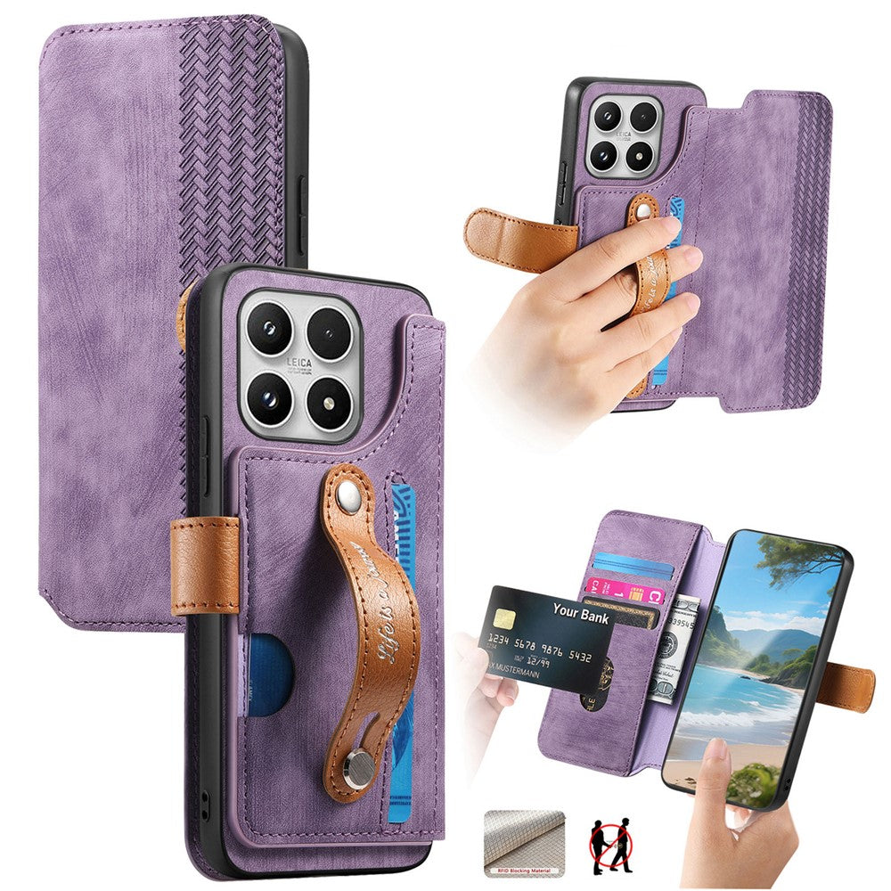For Xiaomi 17 Wallet Case Retro Leather Phone Cover with Wristband Kickstand