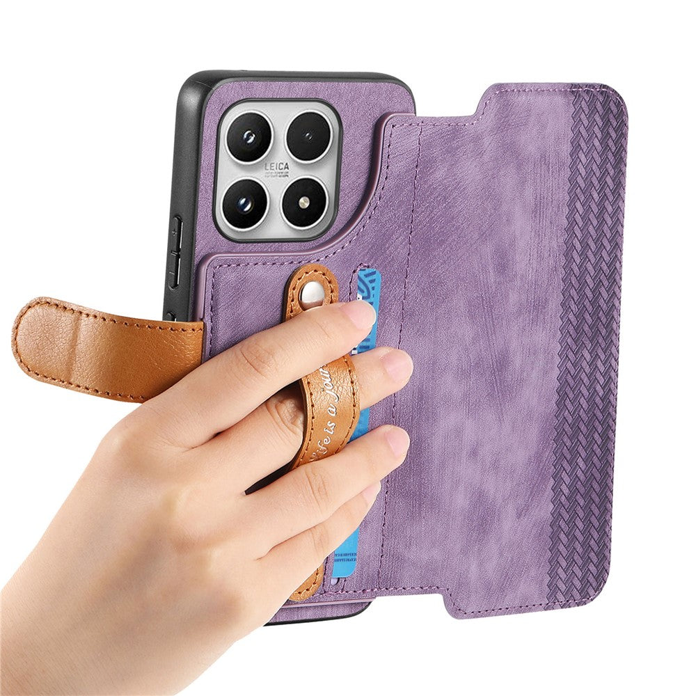 For Xiaomi 17 Wallet Case Retro Leather Phone Cover with Wristband Kickstand