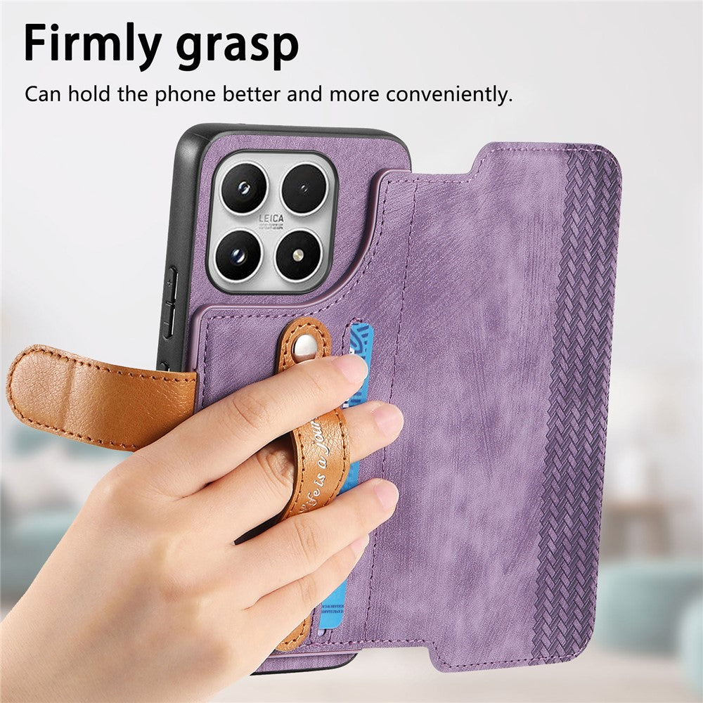 For Xiaomi 17 Wallet Case Retro Leather Phone Cover with Wristband Kickstand
