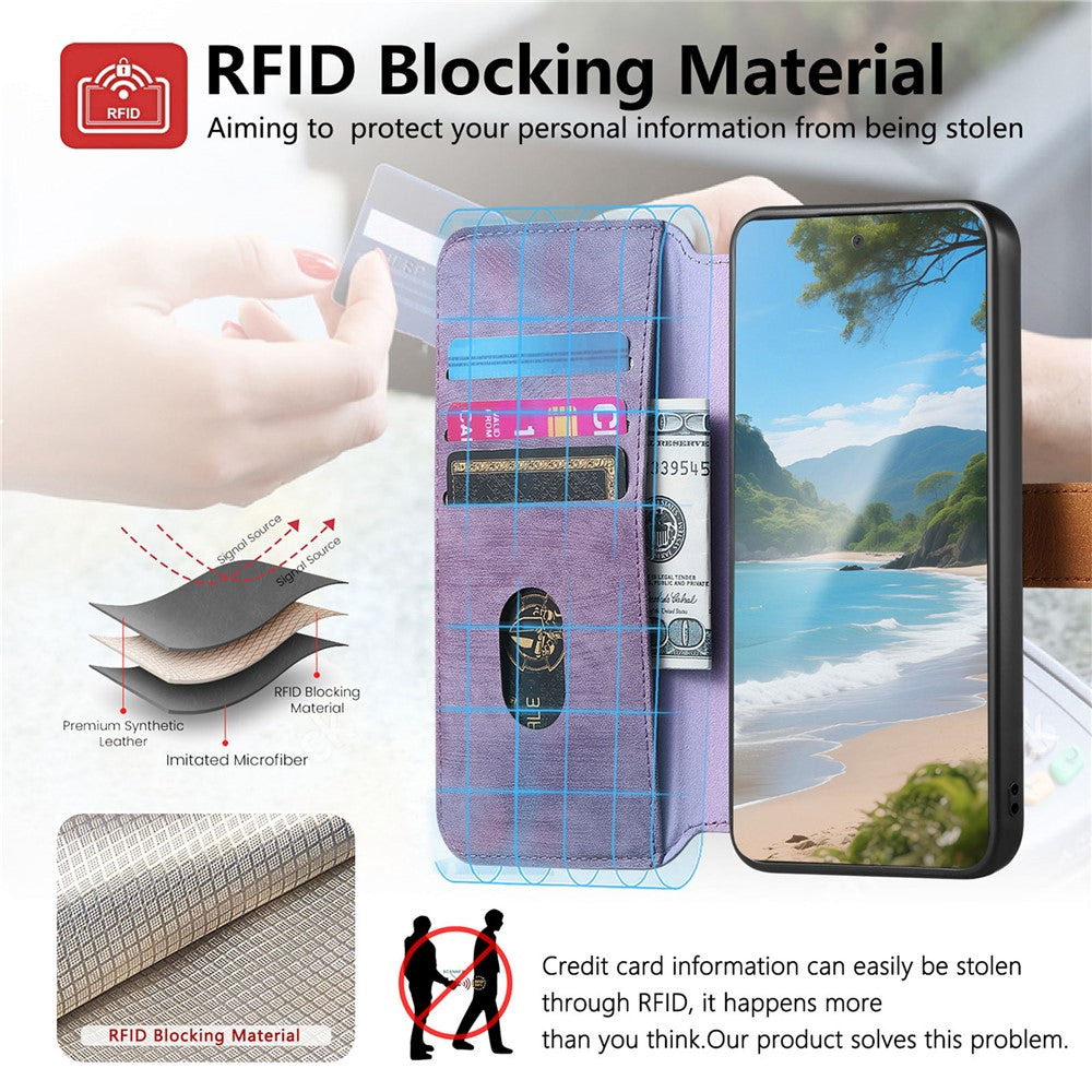 For Xiaomi 17 Wallet Case Retro Leather Phone Cover with Wristband Kickstand