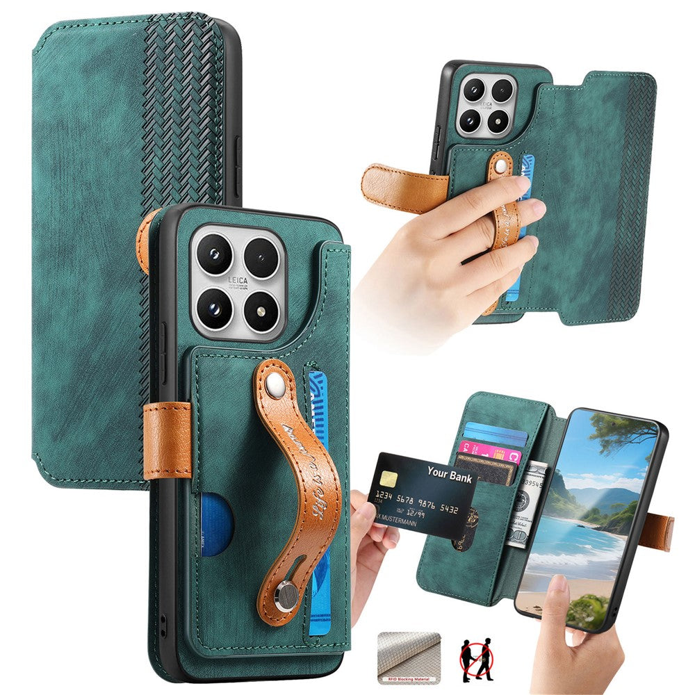 For Xiaomi 17 Wallet Case Retro Leather Phone Cover with Wristband Kickstand