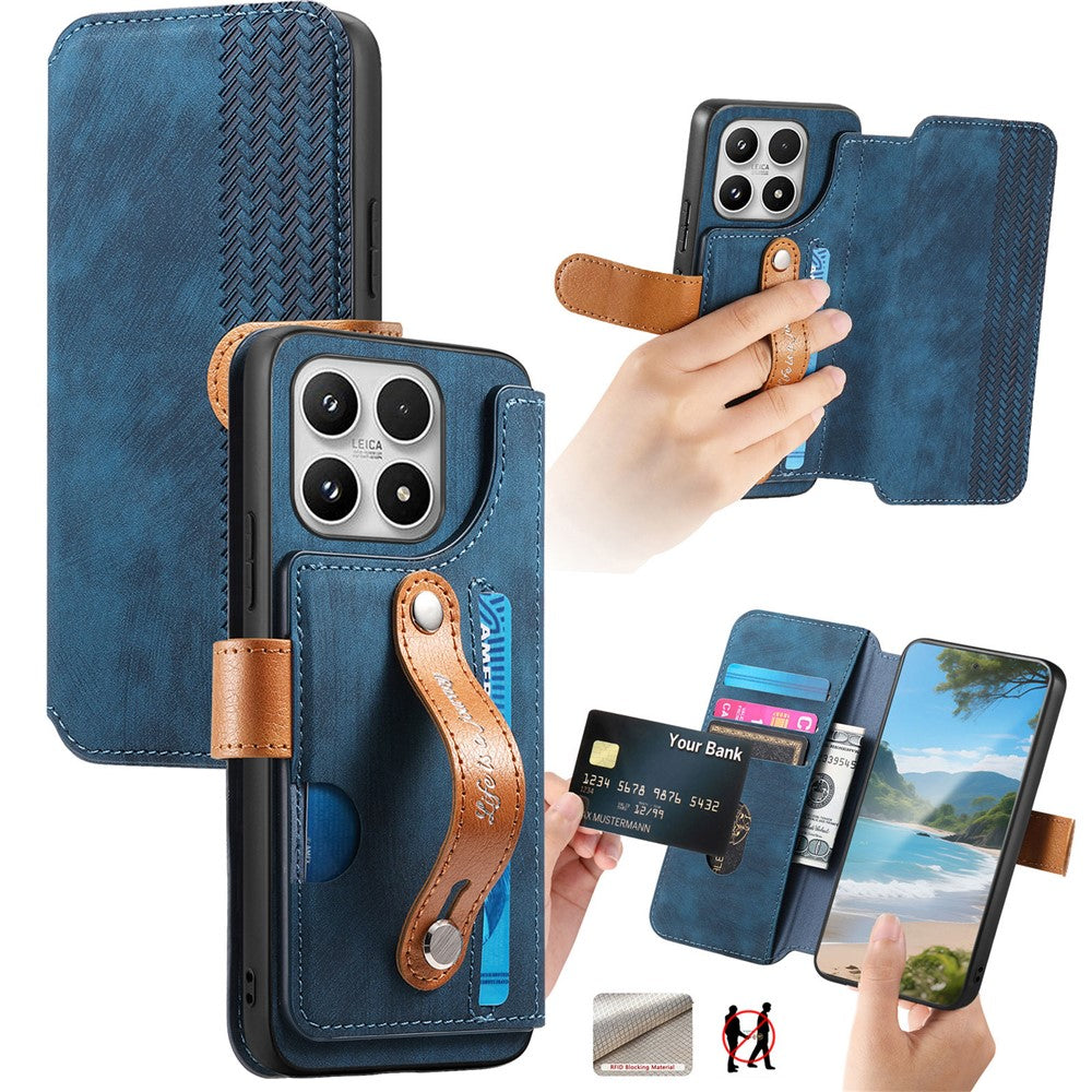 For Xiaomi 17 Wallet Case Retro Leather Phone Cover with Wristband Kickstand