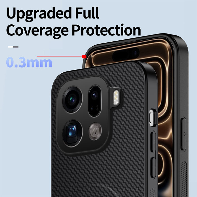 WANLONFENG Magnetiskt Skal För Oppo Find X9 Pro 5G QT-serien Stativ Kolfiberstruktur PC TPU mobilskal