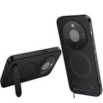 WANLONFENG För Honor X70 5G / Honor X9d 5G / Honor Magic8 Lite 5G Magnetiskt Skal QT-serien Stativ Kolfiberstruktur PC TPU mobilskal