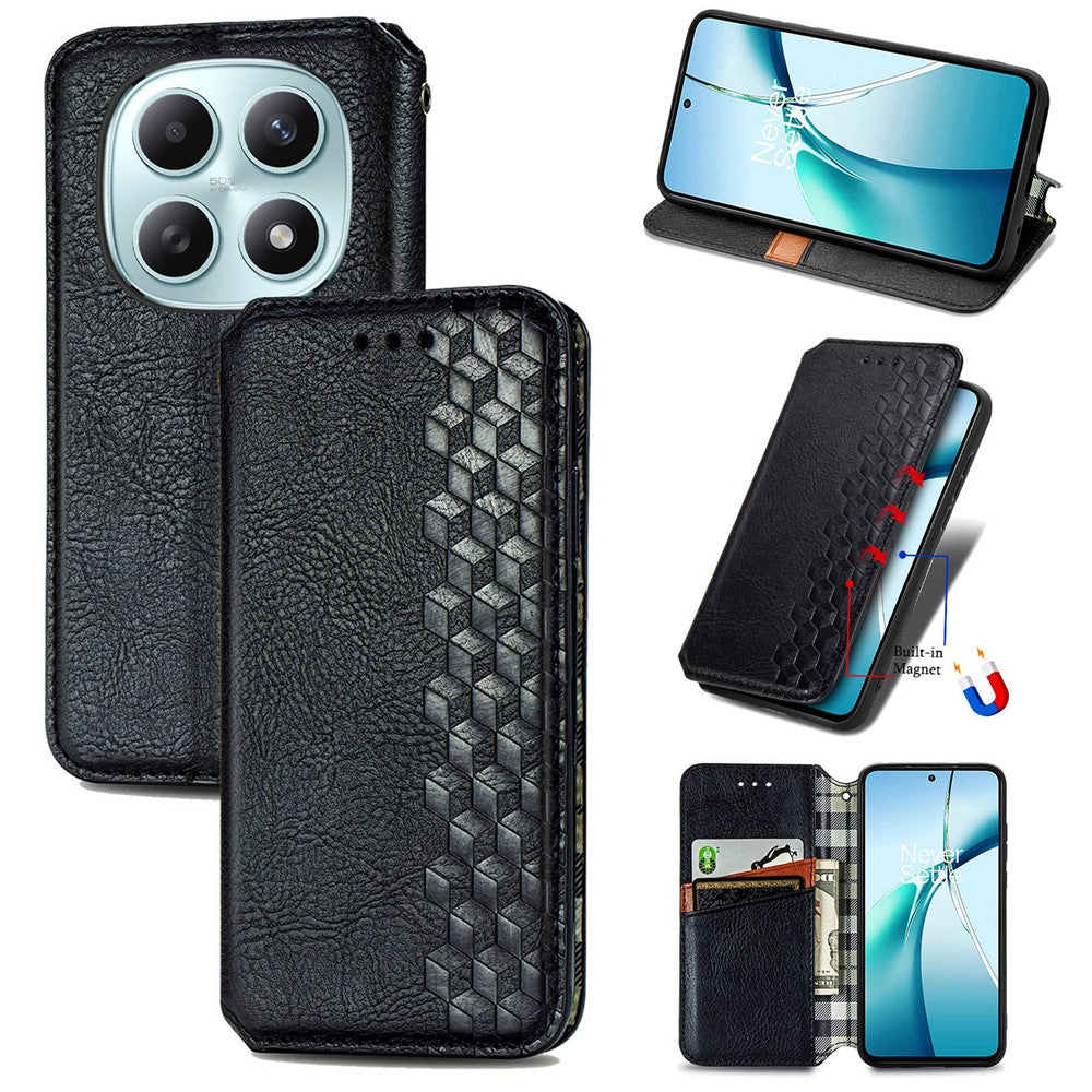 Phone Case for Xiaomi Poco M8 5G  /  Redmi Note 15 5G (Global)  /  Note 15 4G (Global) Rhombus Imprint PU Leather Wallet Phone Cover