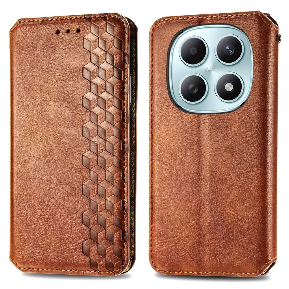 Phone Case for Xiaomi Poco M8 5G  /  Redmi Note 15 5G (Global)  /  Note 15 4G (Global) Rhombus Imprint PU Leather Wallet Phone Cover