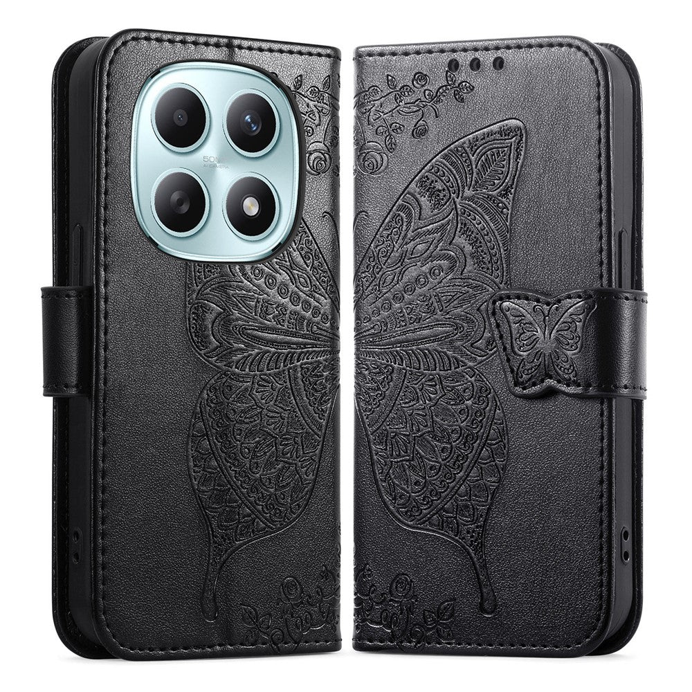 Phone Case with Strap for Xiaomi Poco M8 5G  /  Redmi Note 15 5G (Global)  /  Note 15 4G (Global) Butterfly Pattern PU Leather Wallet Phone Cover
