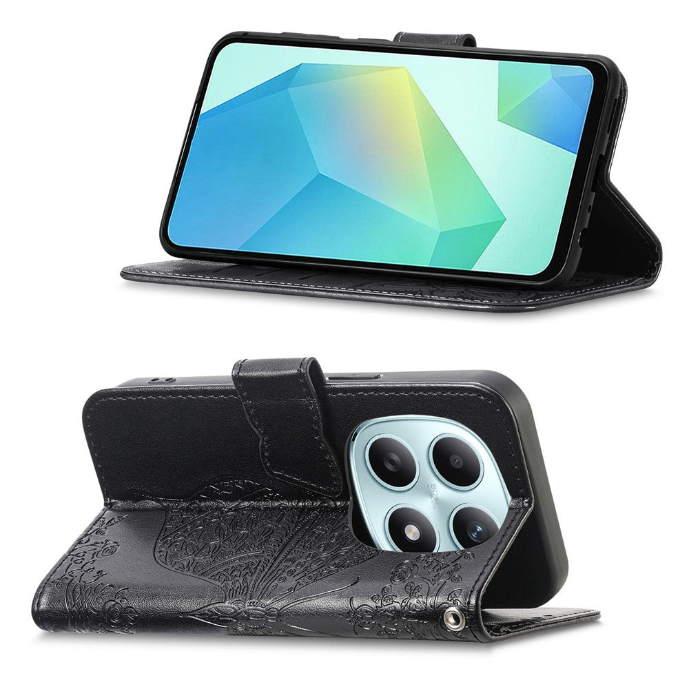 Phone Case with Strap for Xiaomi Poco M8 5G  /  Redmi Note 15 5G (Global)  /  Note 15 4G (Global) Butterfly Pattern PU Leather Wallet Phone Cover