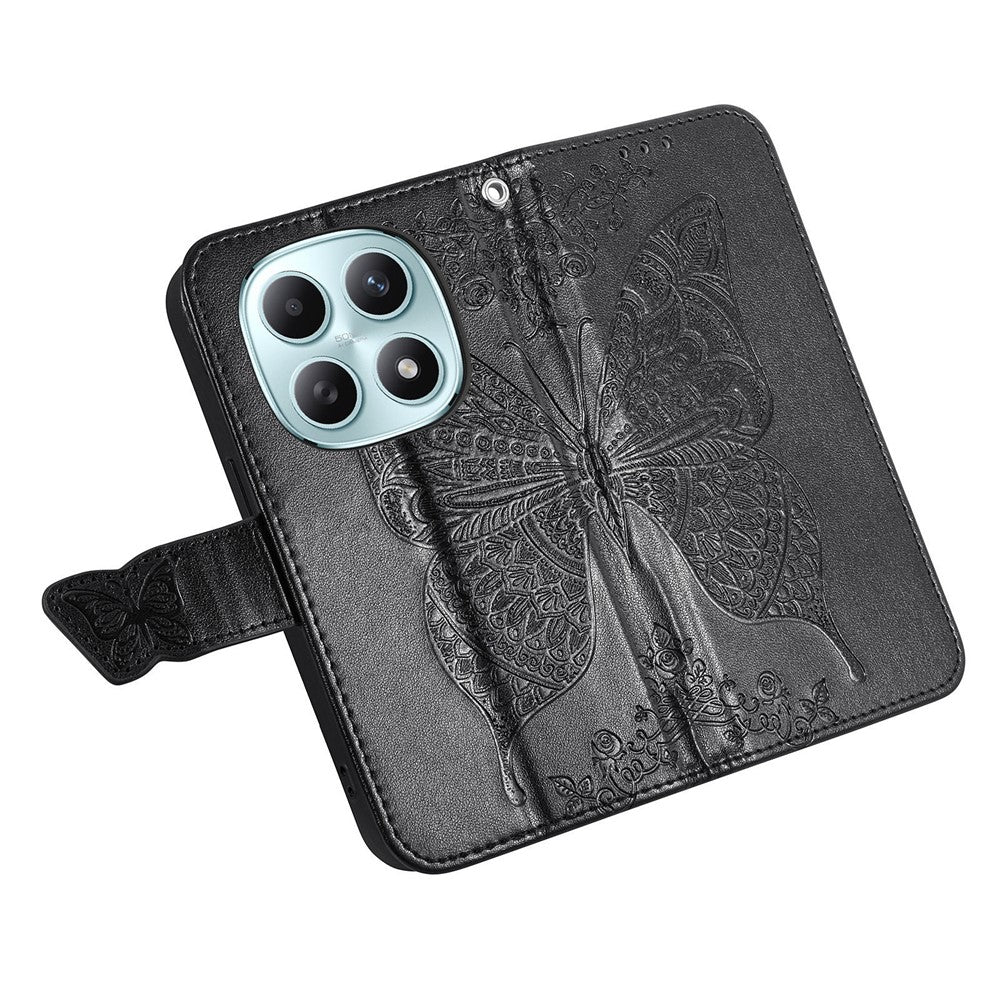 Phone Case with Strap for Xiaomi Poco M8 5G  /  Redmi Note 15 5G (Global)  /  Note 15 4G (Global) Butterfly Pattern PU Leather Wallet Phone Cover