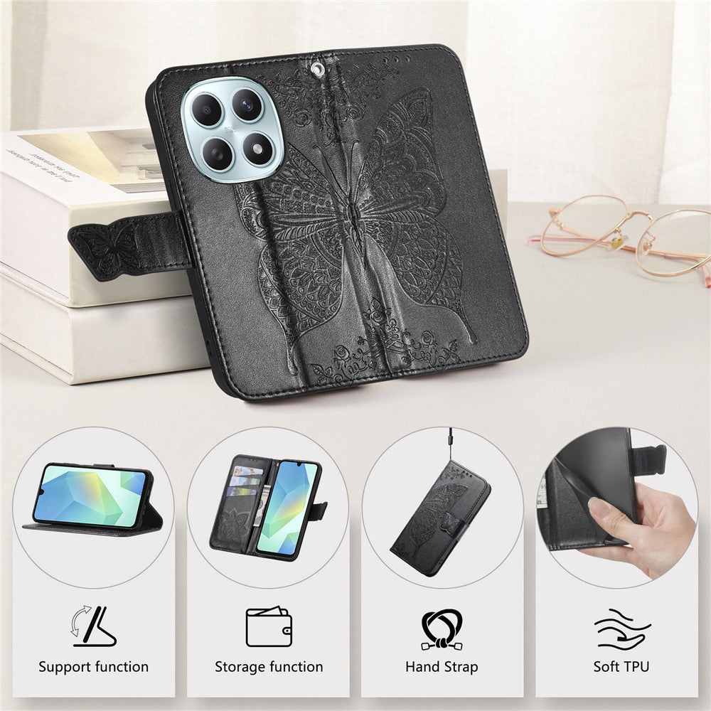 Phone Case with Strap for Xiaomi Poco M8 5G  /  Redmi Note 15 5G (Global)  /  Note 15 4G (Global) Butterfly Pattern PU Leather Wallet Phone Cover