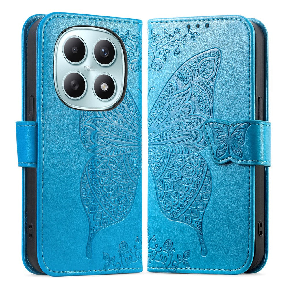 Phone Case with Strap for Xiaomi Poco M8 5G  /  Redmi Note 15 5G (Global)  /  Note 15 4G (Global) Butterfly Pattern PU Leather Wallet Phone Cover