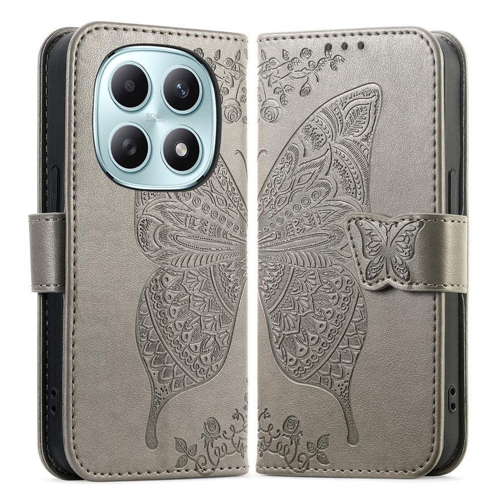 Phone Case with Strap for Xiaomi Poco M8 5G  /  Redmi Note 15 5G (Global)  /  Note 15 4G (Global) Butterfly Pattern PU Leather Wallet Phone Cover