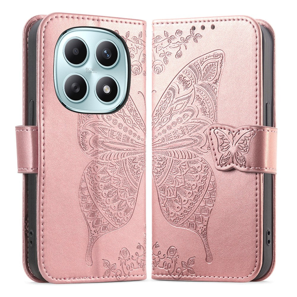 Phone Case with Strap for Xiaomi Poco M8 5G  /  Redmi Note 15 5G (Global)  /  Note 15 4G (Global) Butterfly Pattern PU Leather Wallet Phone Cover