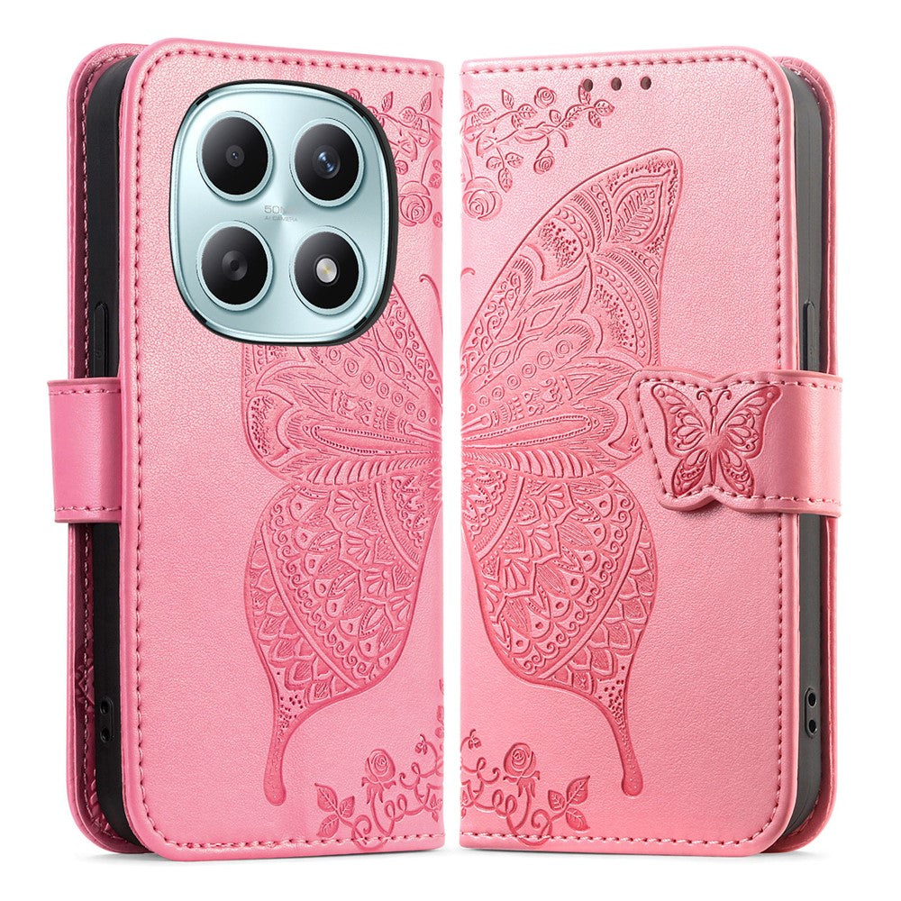 Phone Case with Strap for Xiaomi Poco M8 5G  /  Redmi Note 15 5G (Global)  /  Note 15 4G (Global) Butterfly Pattern PU Leather Wallet Phone Cover