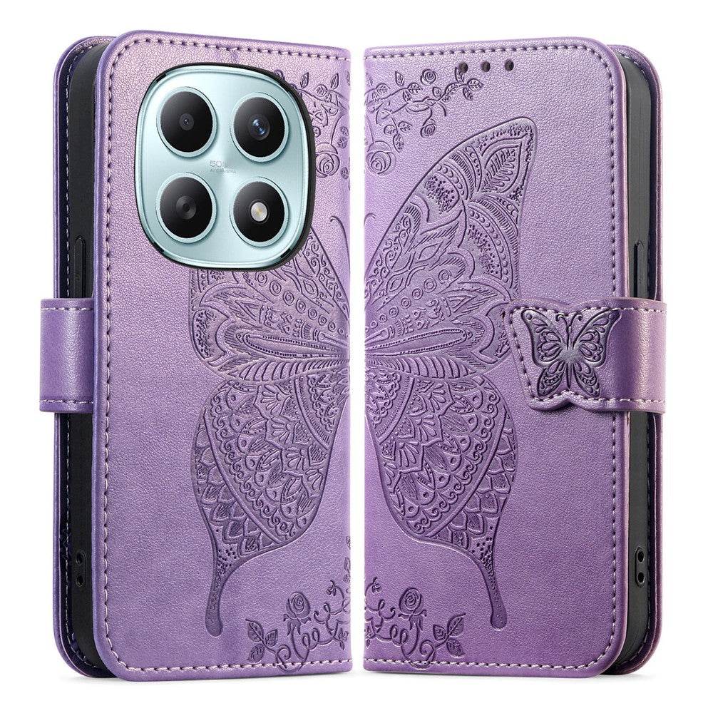Phone Case with Strap for Xiaomi Poco M8 5G  /  Redmi Note 15 5G (Global)  /  Note 15 4G (Global) Butterfly Pattern PU Leather Wallet Phone Cover
