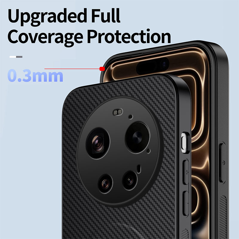 WANLONFENG magnetisk etui til Xiaomi 17 Ultra 5G QT-serien med kulfiberstruktur i PC og TPU, mobilcover