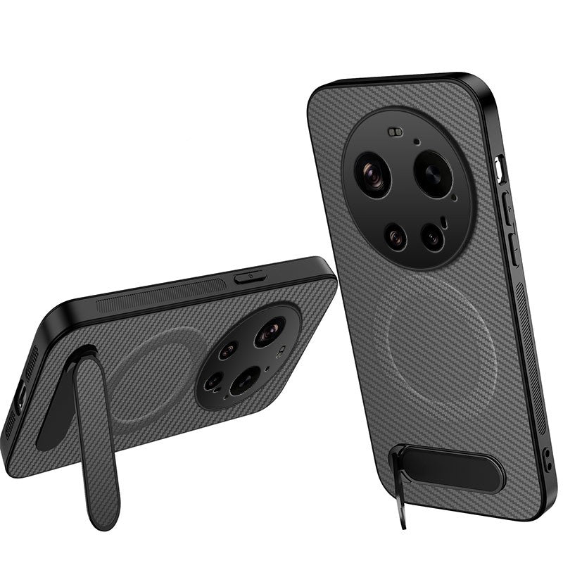WANLONFENG magnetisk etui til Xiaomi 17 Ultra 5G QT-serien med kulfiberstruktur i PC og TPU, mobilcover