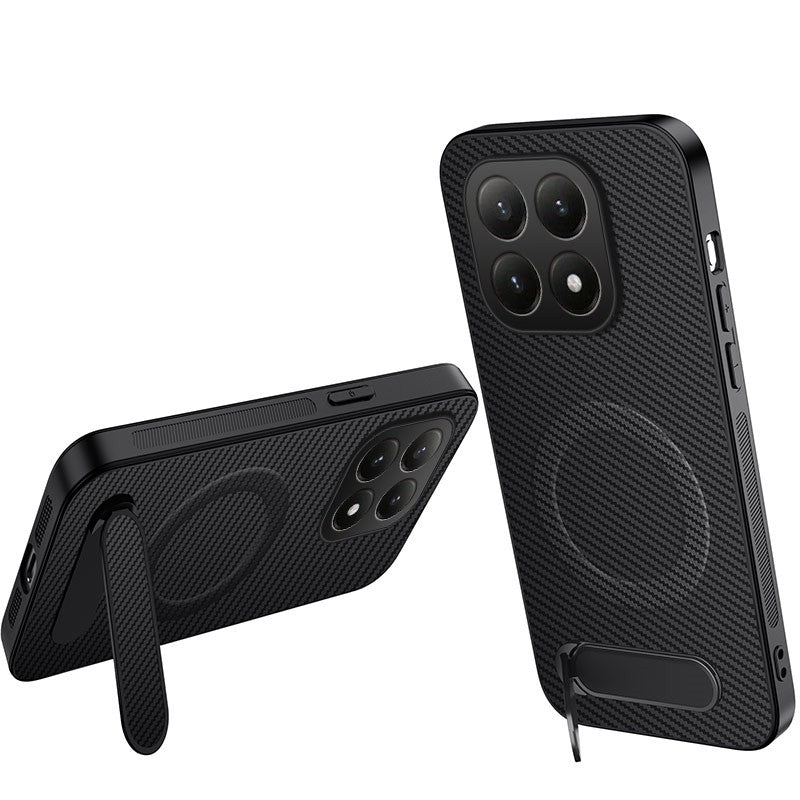 WANLONFENG magnetisk QT-serie-PC-TPU-mobilskal med kulfiberstruktur til Xiaomi 15T