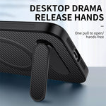 WANLONFENG For Honor Magic7 Pro 5G Magnetic Case  QT Series Kickstand Carbon Fiber Texture PC TPU Phone Cover