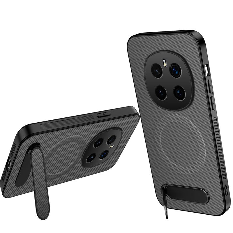 WANLONFENG For Honor Magic7 Pro 5G Magnetic Case  QT Series Kickstand Carbon Fiber Texture PC TPU Phone Cover