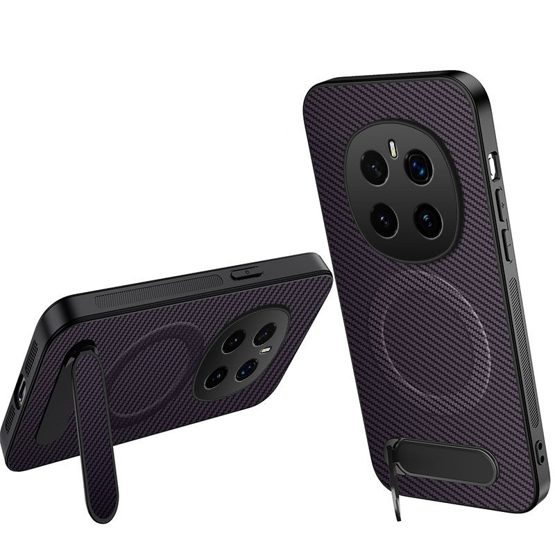 WANLONFENG For Honor Magic7 Pro 5G Magnetic Case  QT Series Kickstand Carbon Fiber Texture PC TPU Phone Cover