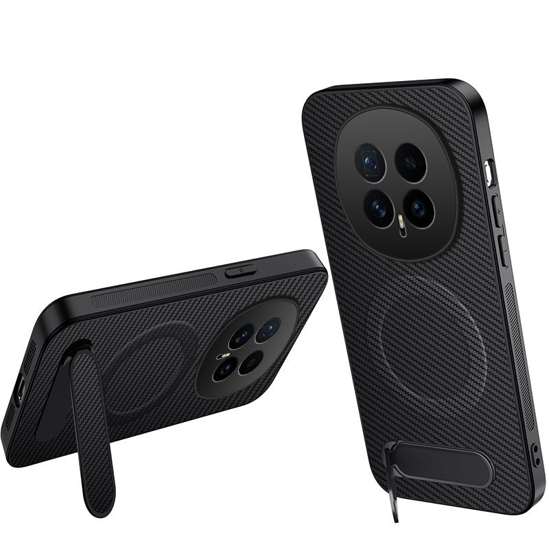 WANLONFENG For Honor Magic8 5G Magnetic Case  QT Series Kickstand Carbon Fiber Texture PC TPU Phone Cover