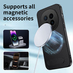 WANLONFENG For Honor Magic8 5G Magnetic Case  QT Series Kickstand Carbon Fiber Texture PC TPU Phone Cover