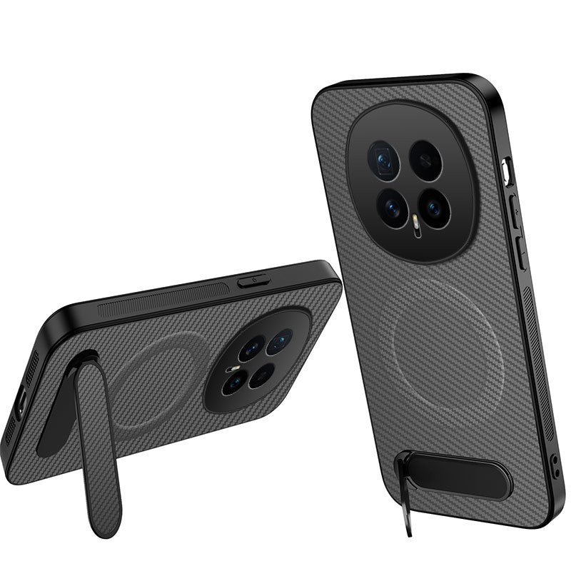 WANLONFENG For Honor Magic8 5G Magnetic Case  QT Series Kickstand Carbon Fiber Texture PC TPU Phone Cover