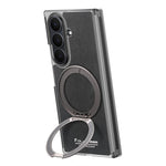 For Samsung Galaxy Z TriFold 5G Magnetic Case with 360° Rotating Ring Kickstand PU TPU PC Dual Axis Shockproof Phone Cover
