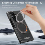 For Samsung Galaxy Z TriFold 5G Magnetic Case with 360° Rotating Ring Kickstand PU TPU PC Dual Axis Shockproof Phone Cover