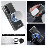 For Samsung Galaxy Z TriFold 5G Magnetic Case with 360° Rotating Ring Kickstand PU TPU PC Dual Axis Shockproof Phone Cover