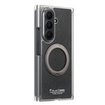 For Samsung Galaxy Z TriFold 5G Magnetic Case with 360° Rotating Ring Kickstand PU TPU PC Dual Axis Shockproof Phone Cover