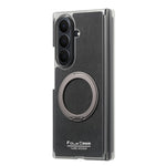 For Samsung Galaxy Z TriFold 5G Magnetic Case with 360° Rotating Ring Kickstand PU TPU PC Dual Axis Shockproof Phone Cover