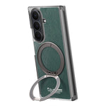 For Samsung Galaxy Z TriFold 5G Magnetic Case with 360° Rotating Ring Kickstand PU TPU PC Dual Axis Shockproof Phone Cover