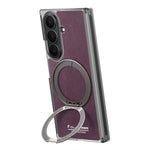 For Samsung Galaxy Z TriFold 5G Magnetic Case with 360° Rotating Ring Kickstand PU TPU PC Dual Axis Shockproof Phone Cover