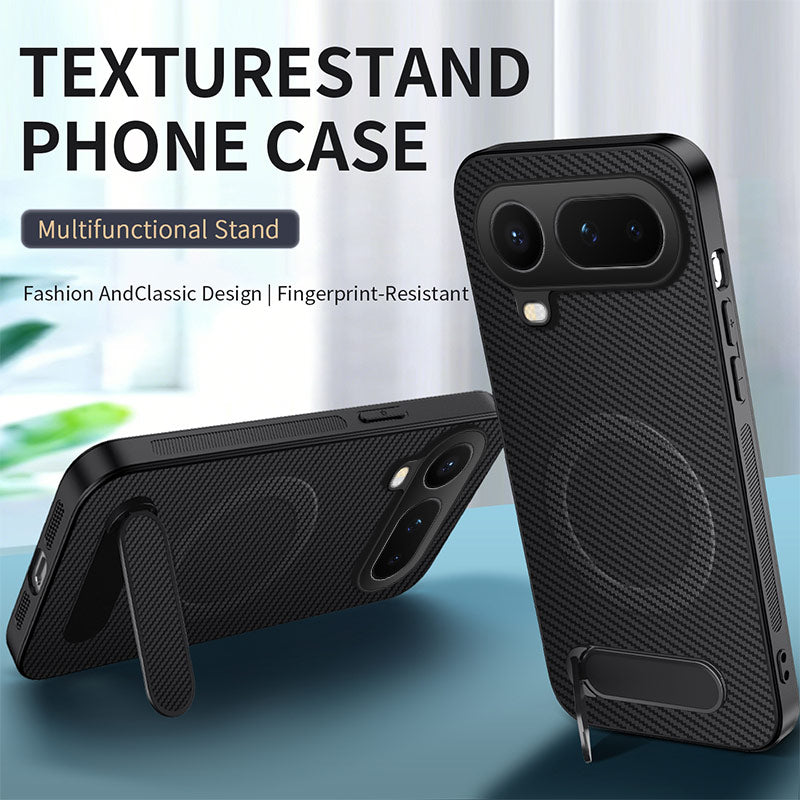 WANLONFENG For Honor Magic8 Pro Air 5G Magnetic Case  QT Series Kickstand Carbon Fiber Texture PC TPU Phone Cover