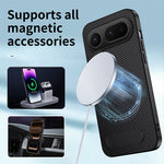 WANLONFENG For Honor Magic8 Pro Air 5G Magnetic Case  QT Series Kickstand Carbon Fiber Texture PC TPU Phone Cover