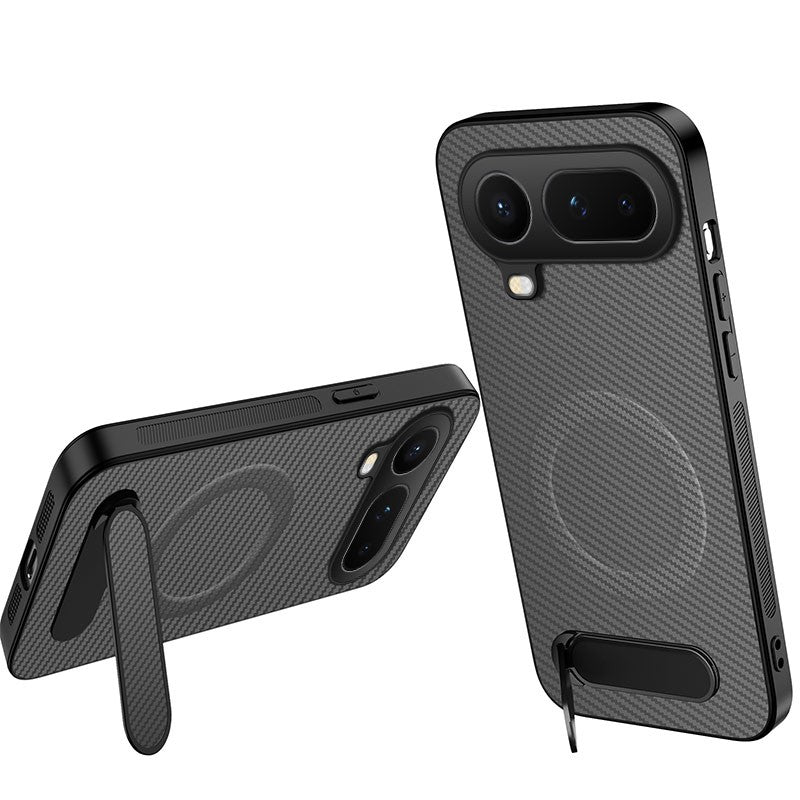WANLONFENG For Honor Magic8 Pro Air 5G Magnetic Case  QT Series Kickstand Carbon Fiber Texture PC TPU Phone Cover