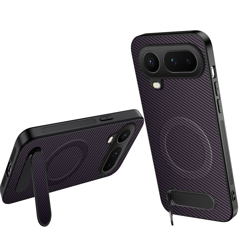 WANLONFENG For Honor Magic8 Pro Air 5G Magnetic Case  QT Series Kickstand Carbon Fiber Texture PC TPU Phone Cover