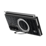 For Samsung Galaxy Z TriFold 5G Magnetic Case Crocodile Texture Leather Dual Axis Phone Cover with 360° Ring Kickstand