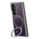 For Samsung Galaxy Z TriFold 5G Magnetic Case Crocodile Texture Leather Dual Axis Phone Cover with 360° Ring Kickstand